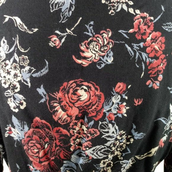 Vintage 90's Floral Dress Jacket L/XL Black Red - Picture 9 of 15